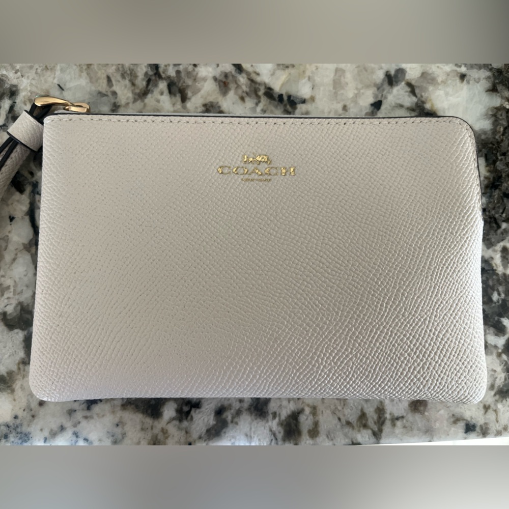 Coach cream wristlet NWT included